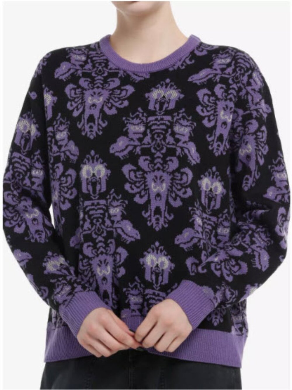 Disney Muppets Haunted Mansion Wallpaper Glow-In-The-Dark Sweater XL NWT!!